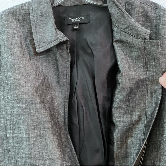 Talbots gray linen zip up blazer jacket - Picture 7 of 12